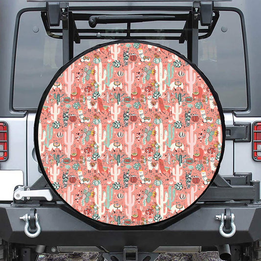 Happy Llama Pattern Print Tire Cover