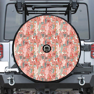 Happy Llama Pattern Print Tire Cover With Camera Hole