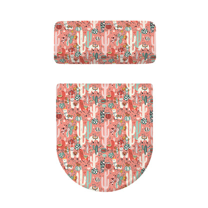 Happy Llama Pattern Print Toilet Lid And Tank Cover Set