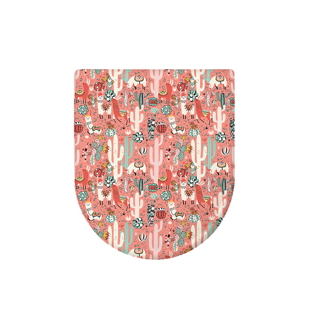 Happy Llama Pattern Print Toilet Lid Cover