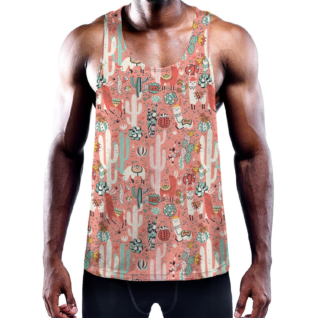 Happy Llama Pattern Print Training Tank Top