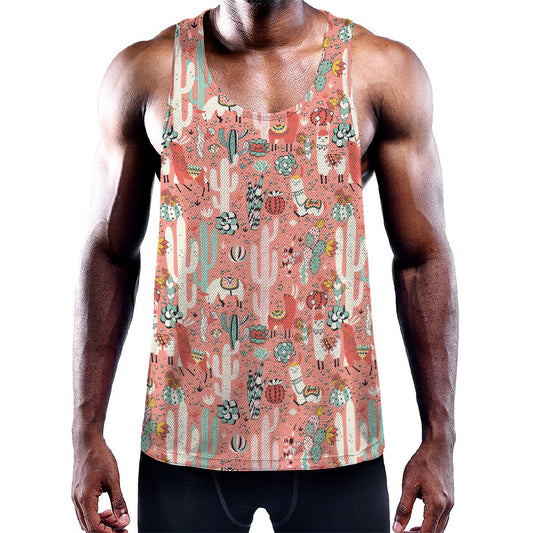 Happy Llama Pattern Print Training Tank Top