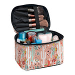 Happy Llama Pattern Print Travel Makeup Bag