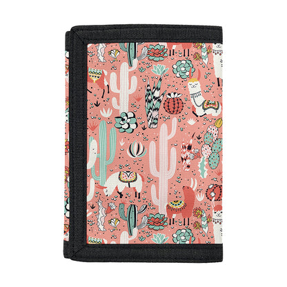 Happy Llama Pattern Print Trifold Wallet