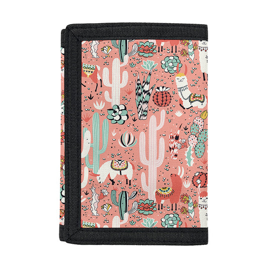 Happy Llama Pattern Print Trifold Wallet