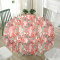 Happy Llama Pattern Print Waterproof Round Tablecloth