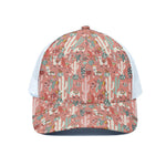 Happy Llama Pattern Print White Mesh Trucker Cap