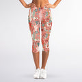 Happy Llama Pattern Print Women's Capri Leggings