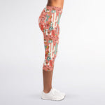 Happy Llama Pattern Print Women's Capri Leggings