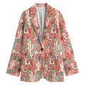 Happy Llama Pattern Print Women's Cotton Blazer
