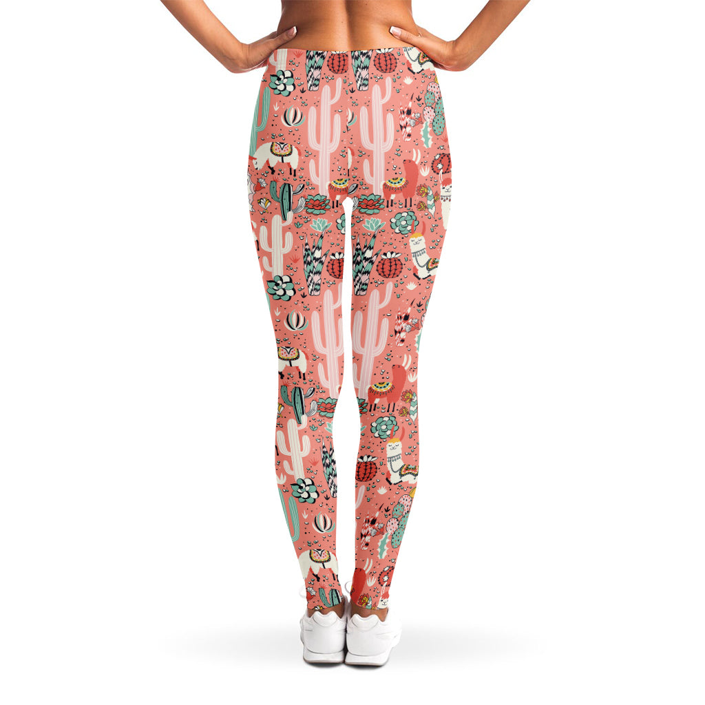 Happy Llama Pattern Print Women's Leggings