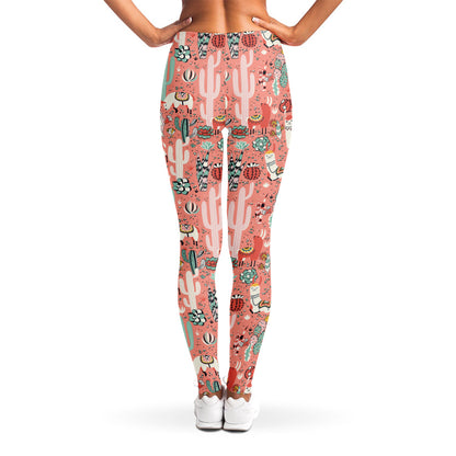 Happy Llama Pattern Print Women's Leggings