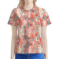 Happy Llama Pattern Print Women's Polo Shirt
