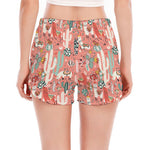 Happy Llama Pattern Print Women's Split Running Shorts