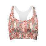 Happy Llama Pattern Print Women's Sports Bra