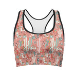 Happy Llama Pattern Print Women's Sports Bra