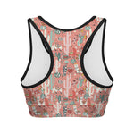 Happy Llama Pattern Print Women's Sports Bra