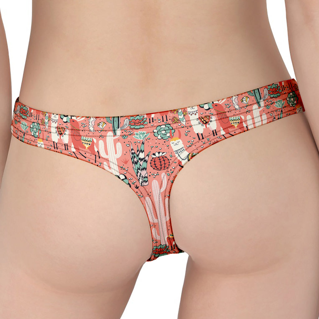 Happy Llama Pattern Print Women's Thong