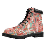 Happy Llama Pattern Print Work Boots