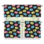 Happy Macarons Pattern Print 3 Piece Kitchen Curtains