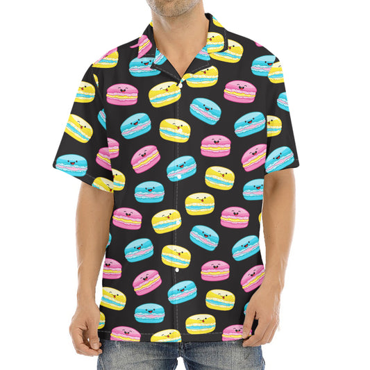 Happy Macarons Pattern Print Aloha Shirt