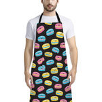 Happy Macarons Pattern Print Bib Apron With Pocket