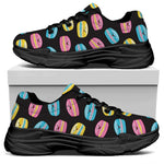 Happy Macarons Pattern Print Black Chunky Shoes