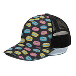 Happy Macarons Pattern Print Black Mesh Trucker Cap