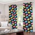 Happy Macarons Pattern Print Dimout Grommet Curtains