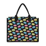 Happy Macarons Pattern Print Canvas Tote Bag