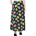 Happy Macarons Pattern Print Chiffon Maxi Skirt