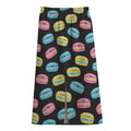 Happy Macarons Pattern Print Cotton Front Slit Maxi Skirt