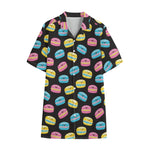 Happy Macarons Pattern Print Cotton Hawaiian Shirt