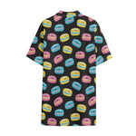 Happy Macarons Pattern Print Cotton Hawaiian Shirt