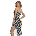 Happy Macarons Pattern Print Cross Back Cami Dress