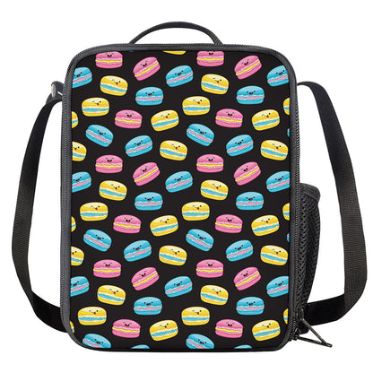 Happy Macarons Pattern Print Crossbody Lunch Bag