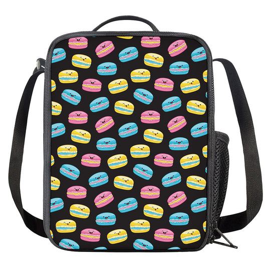 Happy Macarons Pattern Print Crossbody Lunch Bag