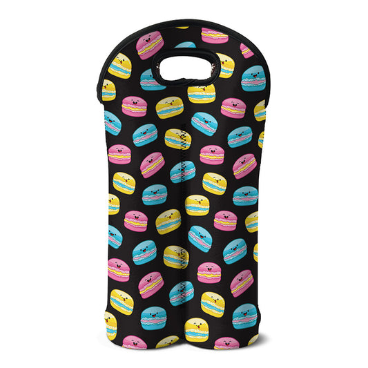 Happy Macarons Pattern Print Double Neoprene Wine Tote