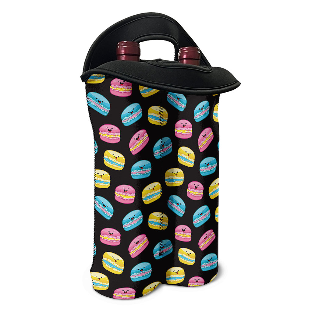 Happy Macarons Pattern Print Double Neoprene Wine Tote