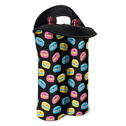 Happy Macarons Pattern Print Double Neoprene Wine Tote