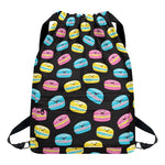 Happy Macarons Pattern Print Drawstring Backpack