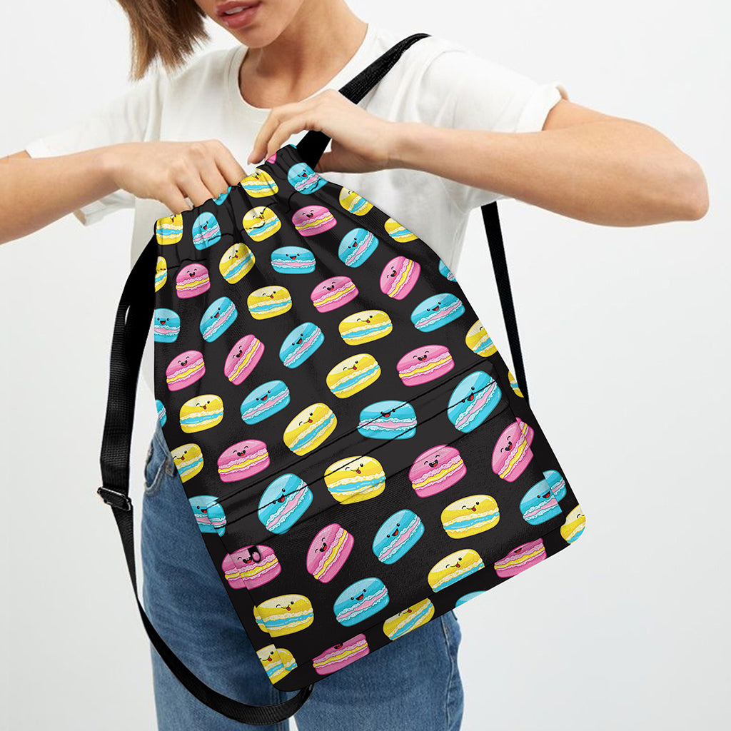 Happy Macarons Pattern Print Drawstring Backpack