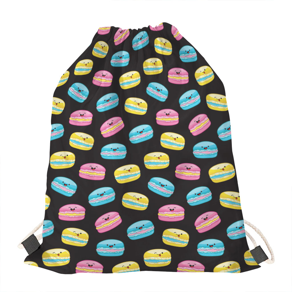 Happy Macarons Pattern Print Drawstring Bag