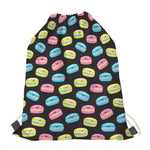 Happy Macarons Pattern Print Drawstring Bag