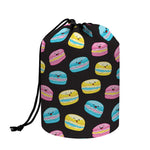 Happy Macarons Pattern Print Drawstring Makeup Bag