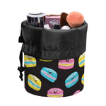 Happy Macarons Pattern Print Drawstring Makeup Bag