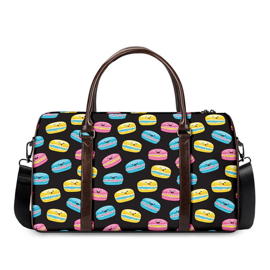 Happy Macarons Pattern Print Duffle Bag