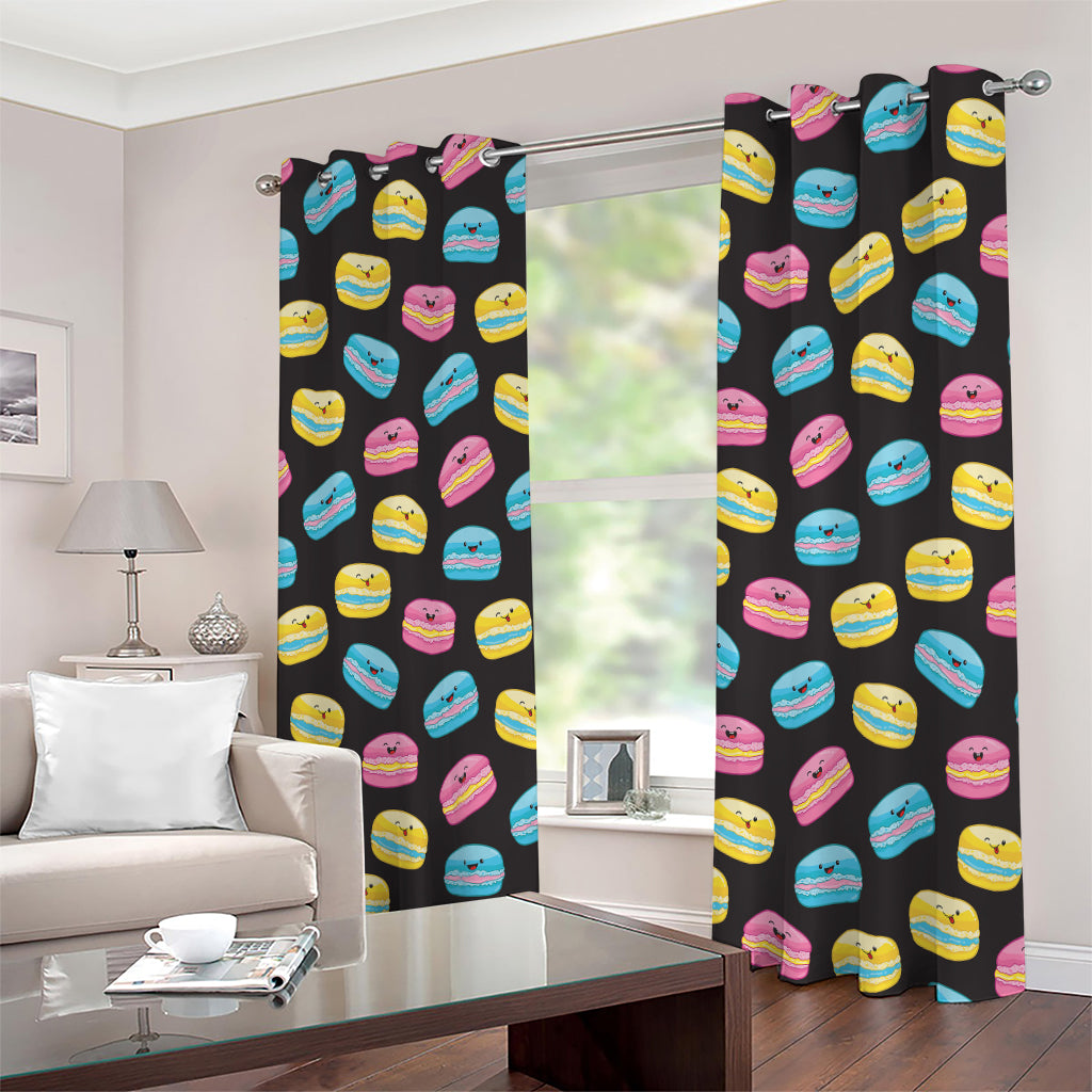 Happy Macarons Pattern Print Extra Wide Grommet Curtains