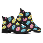 Happy Macarons Pattern Print Flat Ankle Boots