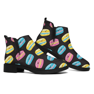 Happy Macarons Pattern Print Flat Ankle Boots